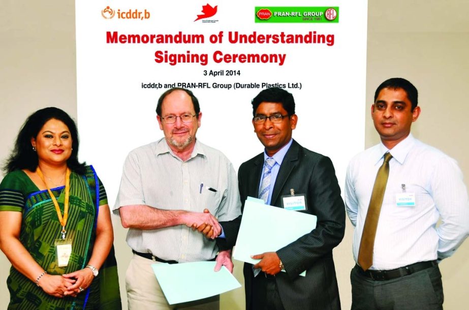 icddr,b Executive Director Prof John D Clemens and RFL Director RN Paul signed a memorandum of understanding on icddr,b's Mohakhali campus recently. Under the agreement PRAN-RFL, as the research and development partner, will develop and produce 200 narro