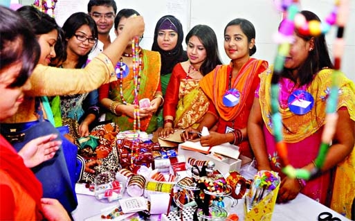 On the eve of Pahela Baishakh: Baishakhi Mela being held on Dhanmondi campus of Eastern University organised by its students on Tuesday.