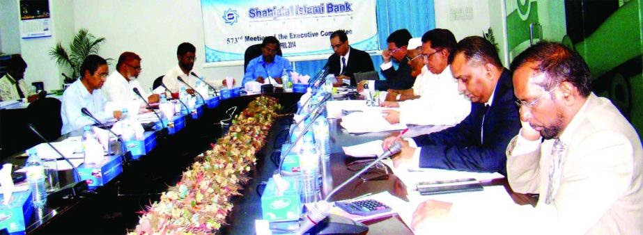Mohammad Younus, Chairman of the Executive Committee of Shahjalal Islami Bank Limited presiding over the 573rd EC meeting of the bank at its head office recently.