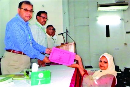 Md Abdus Salam, Managing Director of Bangladesh Krishi Bank, distributing certificates among the newly recruited officers of the bank at its training institute auditorium in the city recently.