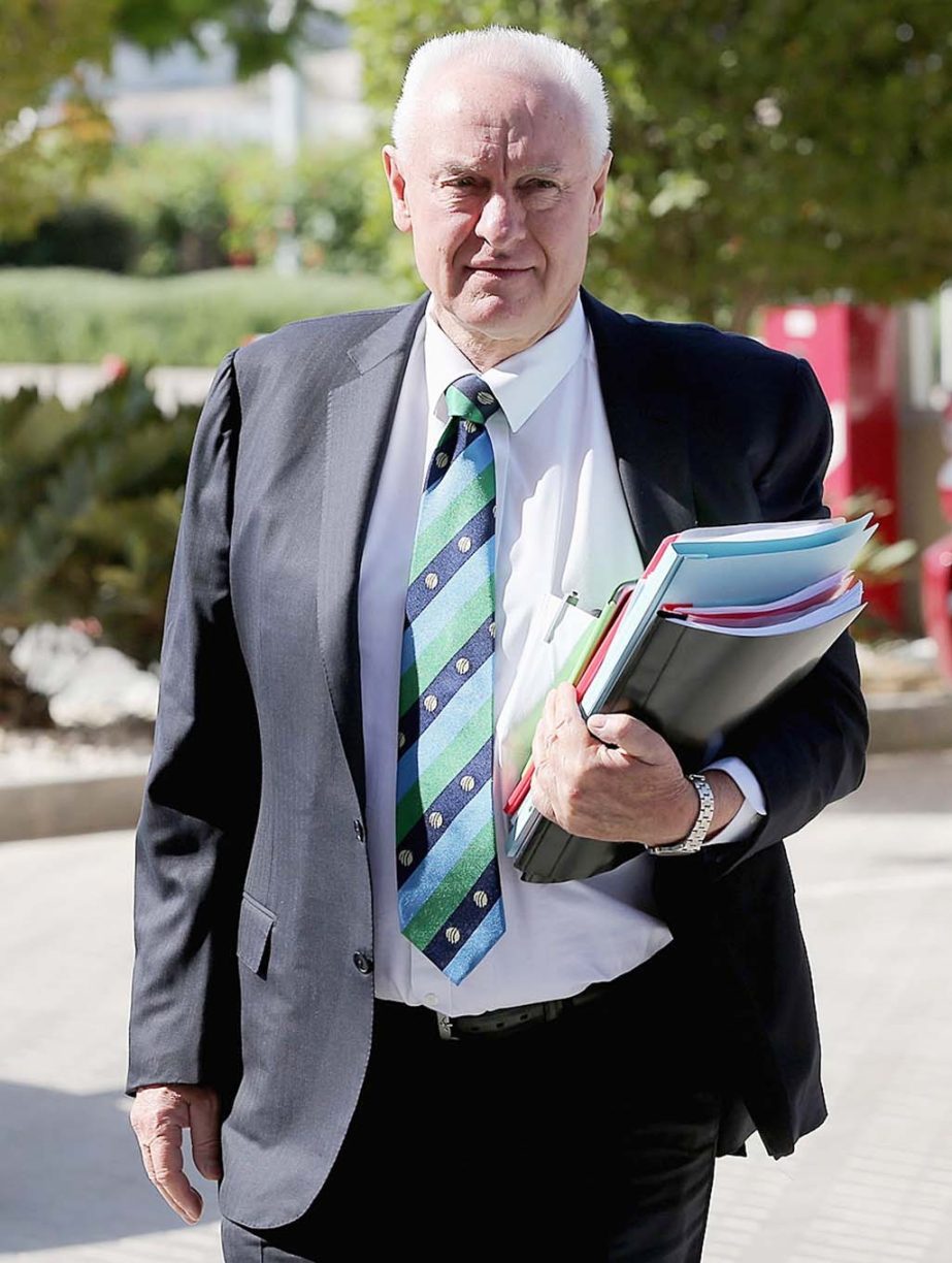Cricket Australia chairman Wally Edwards arrives for the ICC Board meeting in Dubai on Wednesday.