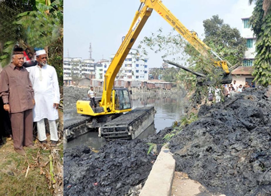 CCC Mayor M Monzoor Alam visited dredging work of Chaktai Khal yesterday.