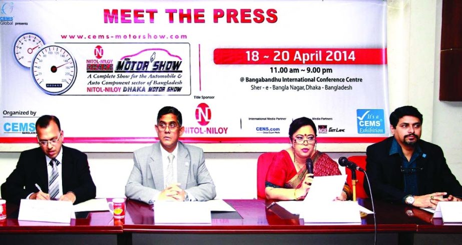 Meherun N Islam, President and Group Managing Director of CEMS Global USA and Asia Pacific, addressing a press conference at National Press Club on Saturday on "9th Nitol-Niloy Dhaka Motor Show 2014" going to be held at Bangabandhu International Confere