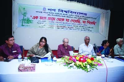 Participants at a view exchange meeting on what we learnt and seen from village in one month heading experience exchange programme held at Savar Gono Bisso Bidyalay on Sunday.