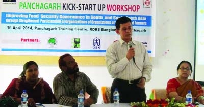 Additional Deputy Commissioner(Gen) of Panchagargh Ahmed Kabir addressing a project kick-start up workshop organised by RDRS Bangladesh in Panchagarh as Chief Guest on Wednesday.