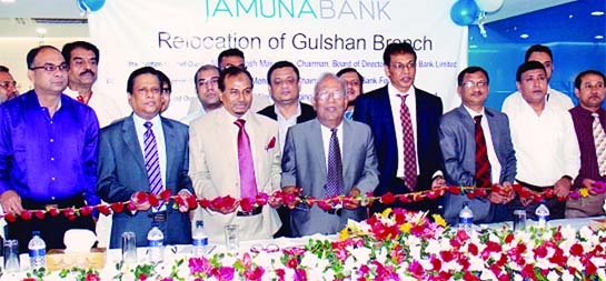 Kanutosh Majumder, Chairman of Jamuna Bank Limited inaugurating the bank's new premises at 116 Gulshan Avenue, Gulshan-2 in the city on Sunday. Shafiqul Alam, Managing Director of the bank presided over the ceremony.