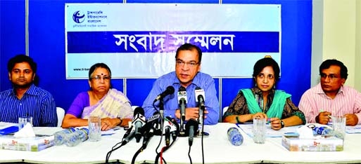 TIB Executive Director Dr Iftekharuzzman speaking at a Press Conference on 'Governance Challenges in RMG sector: Pledges and Progress" held at its office in city on Monday TIB Trustee Board Member Sultana Kamal also spoke on the occasion."