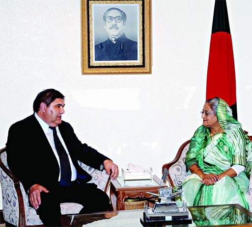 Uzbek Minister for Foreign Economic Relations, Trade and Investment Elyor Majidovic Ganiev paid a courtesy call on Prime Minister Sheikh Hasina at the latter's office on Thursday. BSS photo