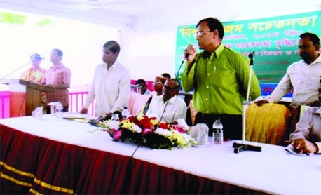 TANGAIL: Nikhil Chandra Majumder, DD, Social Services Department speaking at a discussion on Autism awareness at Govt Sishu Paribar Auditorium recently.