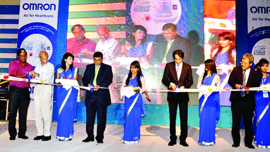 Health Minister Mohammed Nasim inaugurating the launching of Omron Healthcare Bangladesh Ltd at a city hotel recently. State Minister for Health Zahid Maleque, Health Secretary MM Neazuddin, Prof Mahmud Hasan, President BMA, Prof Dr Pran Gopal Dutta, Vice