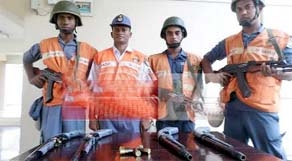 Coast Guards recovered four locally made arms and 5 rounds bullets from two engine boats in Ctg on Friday.