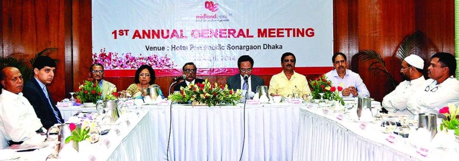 M Moniruzzaman Khandaker, Chairman of Midland Bank Ltd, presiding over the 1st Annual General meeting of the bank at a city hotel on Saturday.