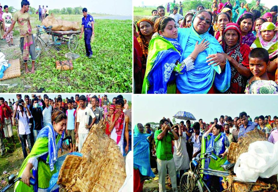 Wailing relatives and mourners crowed bank of Sitalakkya soon after the kidnapped victimsâ€™ bodies were traced on Wednesday.