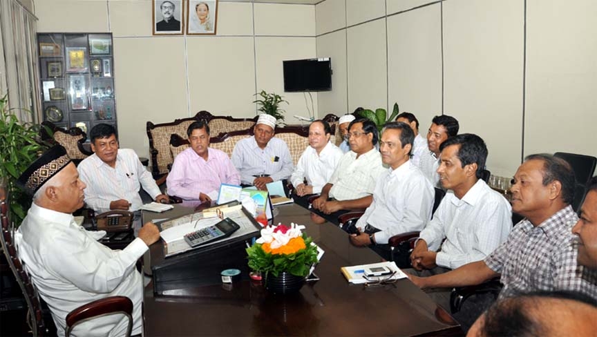 CCC Mayor M Monzoor Alam presiding over the meeting with the heads of different sections of the Corporation yesterday.