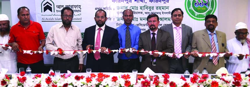 Managing Director of Al-Arafah Islami Bank Ltd Md Habibur Rahman inaugurating the 112th branch of the bank at Shamsul Ulum Biponi Bitan, Niltuli, Faridpur recently.