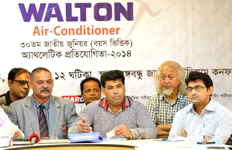 Additional Director of Walton FM Iqbal Bin Anwar Don addressing a press conference at the conference room of Bangabandhu National Stadium on Thursday.