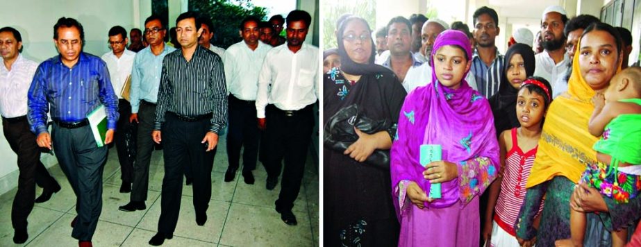 Family members (right) of 7 murders were present and testify before the Investigation Committee at N'ganj DC office on Saturday.