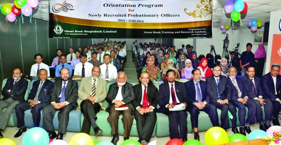 Prof Abu Nasser Muhammad Abduz Zaher, Chairman of Islami Bank Bangladesh Limited inaugurating an orientation programme on the occasion of joining 140 newly recruited probationary officers at Islami Bank Tower on Monday. Mohammad Abdul Mannan, Managing Dir