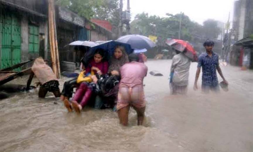 Water-logging in the Chowkbazar area in city on Sunday.