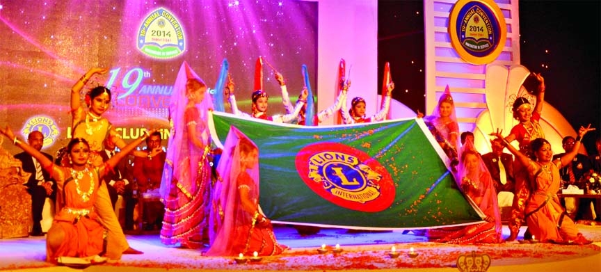 Artistes performing dance at a hotel in the city on Friday on the occasion of 19th Annual Convention of Lion Clubs International, District 315 A1, Bangladesh. Planning Minister AHM Mustafa Kamal was present on the occasion.