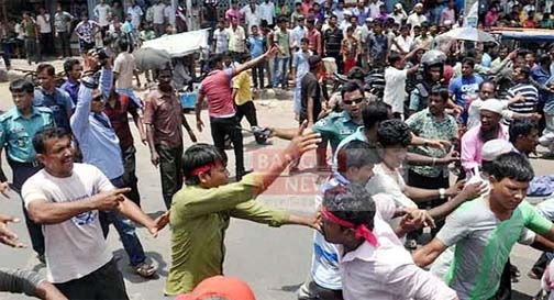 Owners and drivers of auto-rickshaw and paddle driven rickshaws gheraoed CCC Bhaban demanding prohibition of the battery -run rickshaws in the city yesterday.