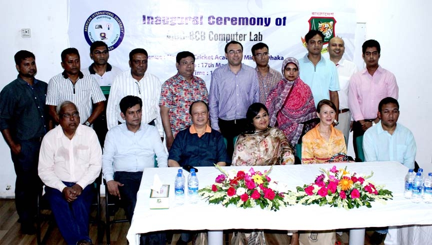 Dr Carmen Z Lamagna, Vice Chancellor of AIUB and acting Chief Executive Officer of BCB Nizam Uddin Chowdhury are seen at the inauguration of a computer lab at BCB academic building at Mirpur in the city recently.