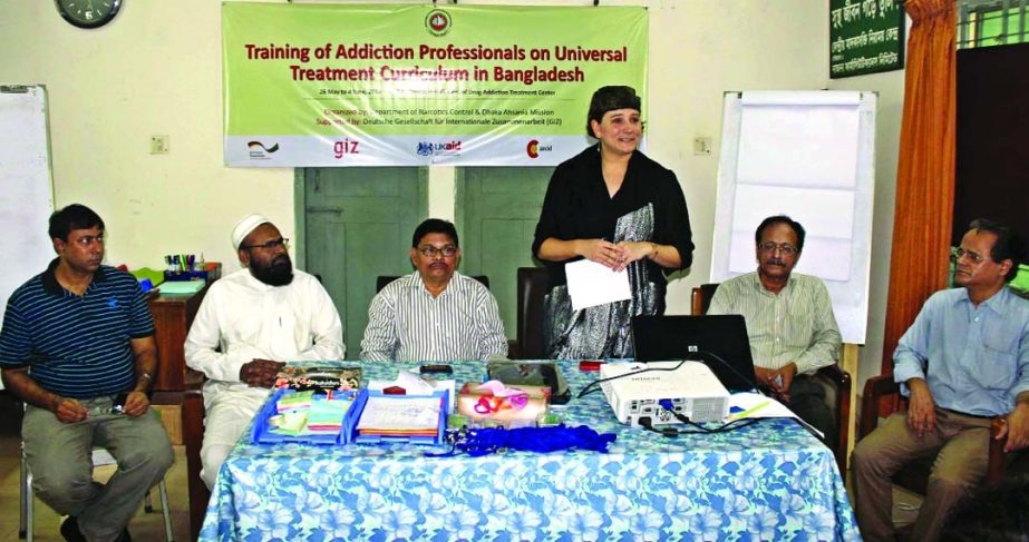 Additional Director General of the Department of Narcotics Control, Anne Doose addressing on a ten-day national level skill development training of addiction professionals on universal treatment curriculum of drug addiction treatment and rehabilitation ce