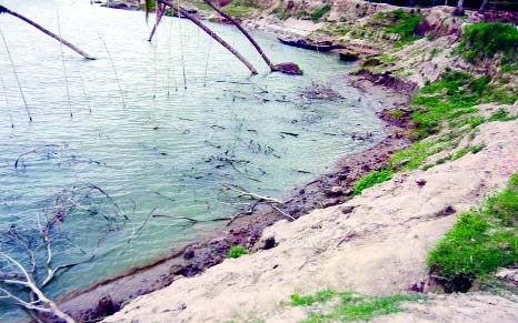 FARIDPUR: People of four unions of Charbhadrason Upazila surrounded by Padma River are in great risk of erosion. This picture was taken on Sunday.