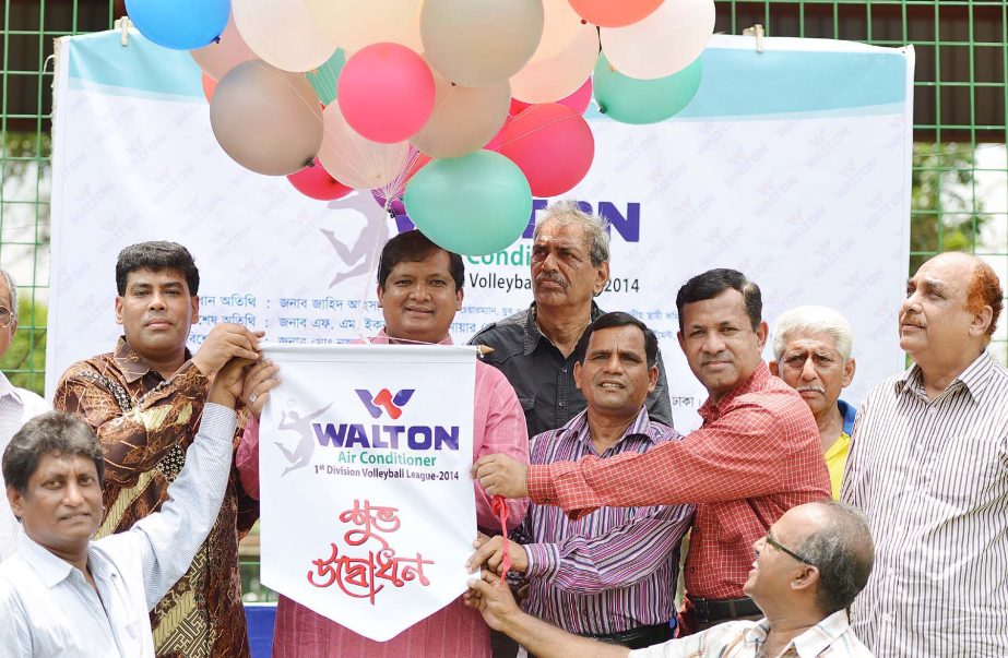 Chairman of Parliamentary Standing Committee on the Ministry of Youth and Sports Zahid Ahsan Russell, MP inaugurating the Walton Air Conditioner First Division Volleyball League by releasing the balloons as the chief guest at the Volleyball Stadium on Thu