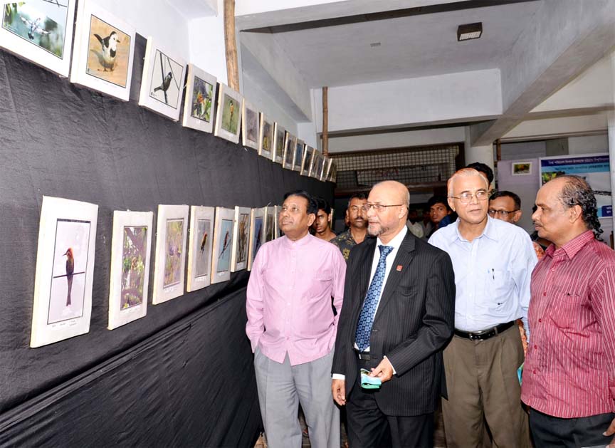 CU VC Prof Mohammed Anwarul Islam Arif opening an birdsâ€™ photo exhibition as Chief Guest in the city yesterday.