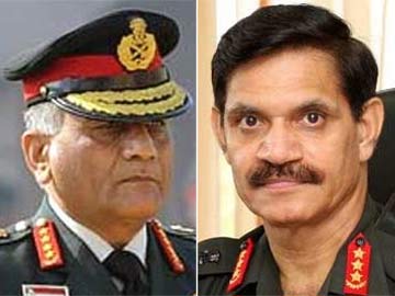 Former Army chief General VK Singh and Army chief-designate Lt Gen Dalbir Singh Suhag