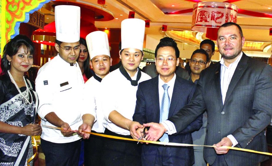 Chinese Charge D'Affairs Qu Guangzhou and Westin Dhaka General Manager Daniel Muhor at a press conference declared introducing Southern Chinese Food Festival at the hotel's Signature restaurant Seasonal Tastes on Thursday. Chefs Sam Zheng and Cary Deng