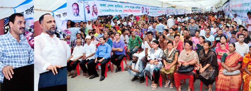 MA Latif MP and Chittgong City Awami League General Secretary AZM Nasir Uddin addressing a meeting of Awami League in Chittagong yesterday.