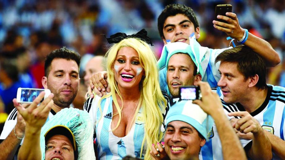 Argentina fans cheer prior to the 2014 FIFA World Cup Brazil Group F match between Argentina and Bosnia-Herzegovina at Maracana in Rio de Janeiro, Brazil on Sunday.