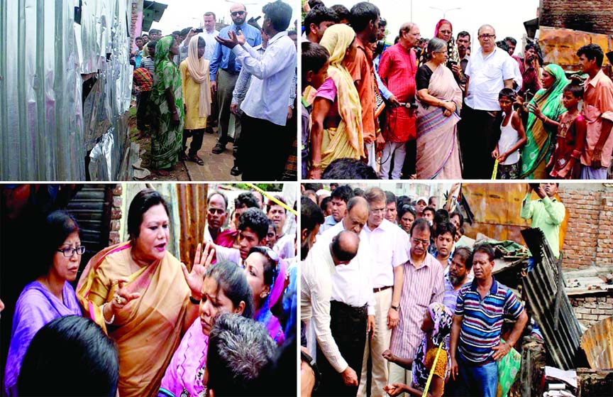 Kalshi Bihari Camp: Clockwise- US official; Ain-o-Shalish Kendra-Chairman and former Adviser to CG Sultana Kamal; BNP's Acting Secretary General Mirza Fakhrul Islam Alamgir along with other BNP leaders and a local woman Awami League MP (left bottom) visi