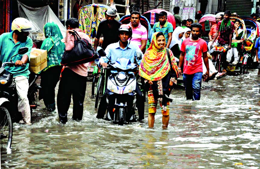 After a massive heat wave for a few days a brief welcome rain blessed in city but due to poor drainage system, water-logging caused sufferings to commuters on Tuesday.