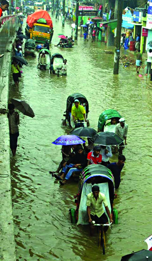 Most low-lying areas of Chittagong submerged due to two-daysâ€™ non-stop rains from Thursday.