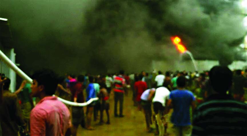 Atleast twenty workers were injured in a devastating fire at Fuji Garment factory in Ashulia on Friday.