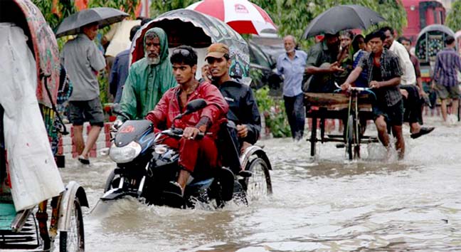 Most of the areas in Muradpur, Cwaklbazar and Kapasgola in Chittagong city went under knee deep water due to heavy downpour yesterday.