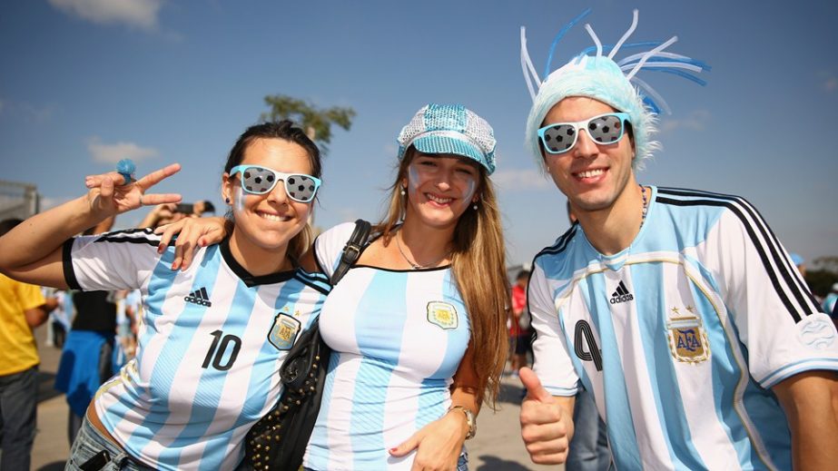 Argentina fans enjoy the atmosphere prior to the 2014 FIFA World Cup Brazil Group F match between Argentina and Iran at Estadio Mineirao in Belo Horizonte, Brazil on Saturday.