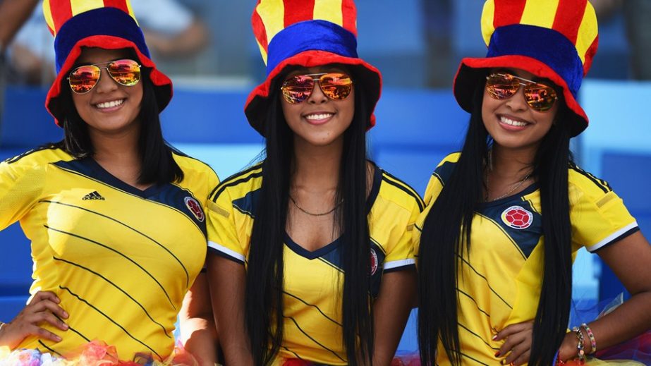 Colombia fans enjoy the atmosphere prior to the 2014 FIFA World Cup Brazil Group C match between Japan and Colombia at Arena Pantanal in Cuiaba, Brazil on Tuesday.