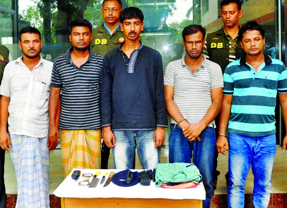 Five fake DB policemen were arrested with arms and a car by law enforcers from city's Khilgaon Flyover area on Wednesday.