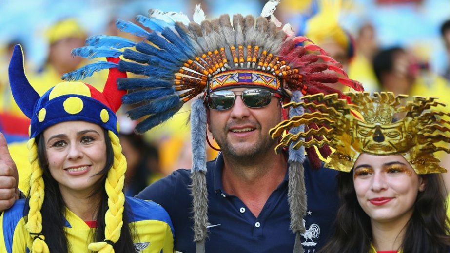 Fans enjoy the atmosphere prior to the 2014 FIFA World Cup Brazil Group E match between Ecuador and France at Maracana in Rio de Janeiro, Brazil on Wednesday.