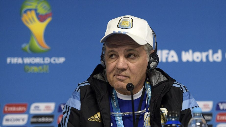 Argentina's coach Alejandro Sabella looks on during an official press conference at The Corinthians Arena in Sao Paulo some 430kms south-west of Rio de Janeiro on Monday, ahead of their round of 16 football match against Switzerland to be held today (Jul