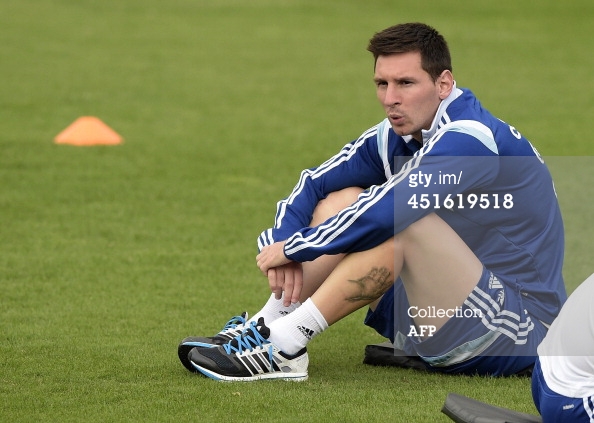 Argentina's forward Lionel Messi attends a training session at the Cidade do Galo base camp in Vespasiano near Belo Horizonte during the 2014 FIFA World Cup on Wednesday.