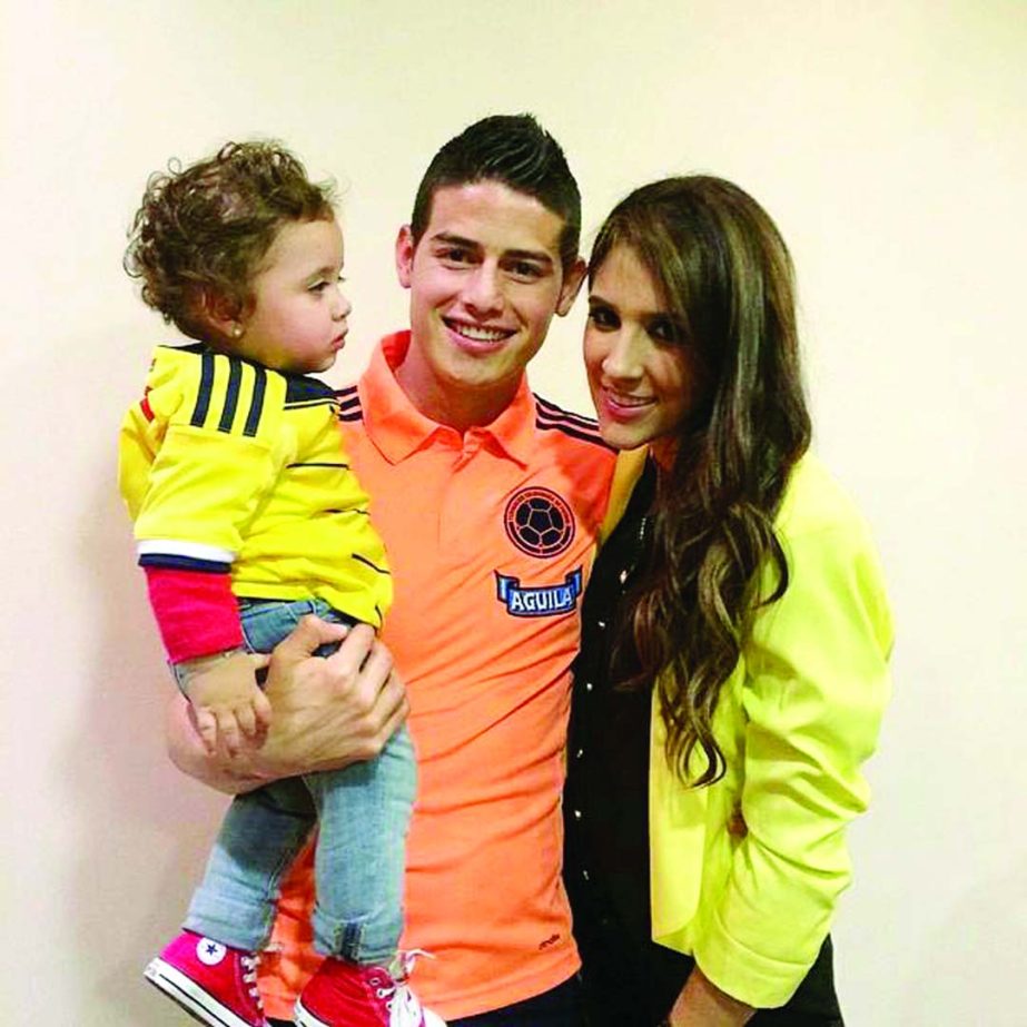 Colombia's James Rodriguez shares photos with his wife and daughter.