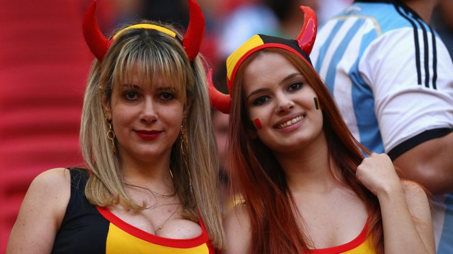 Belgium fans enjoy the atmosphere prior to the 2014 FIFA World Cup Brazil quarter final match between Argentina and Belgium at Estadio Nacional in Brasilia, Brazil on Saturday.