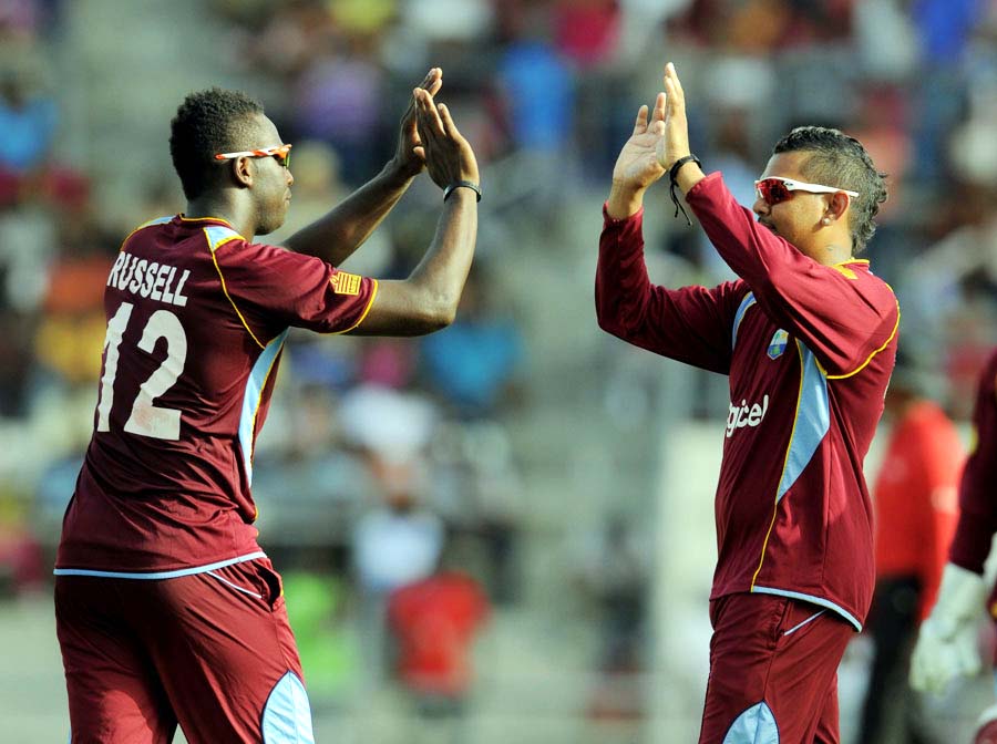 Sunil Narine returns of 2 for 19 in four overs during 2nd T20I between West Indies and New Zealand at Dominica on Sunday.