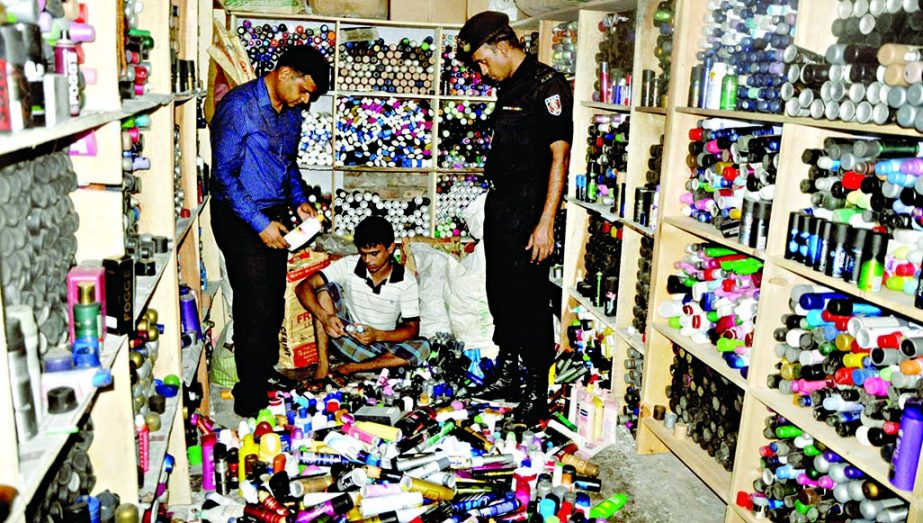 A team of mobile court headed by a magistrate conducted raids in some clandestine perfume factories and recovered huge quantities of fake cosmetics from city's Malitola area on Monday.