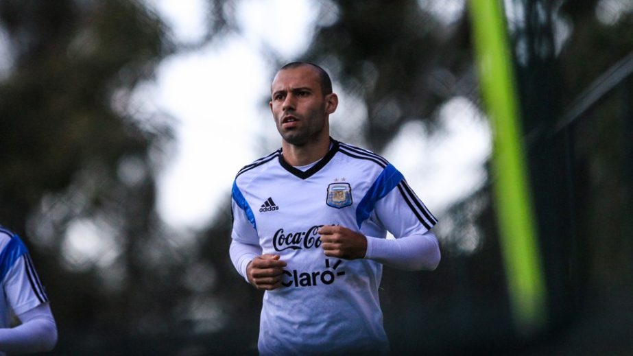 Javier Mascherano of Argentina during the Argentina training session at Cidade do Galo in Vespasiano, Brazil on Sunday.